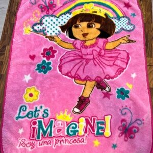 Nickelodeon Dora The Explorer Let's Imagine Rainbow soft  Blanket 39” x 29"
